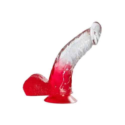 Dildos Cheap Products Two Tone 6 PVC Dong in ClearRed