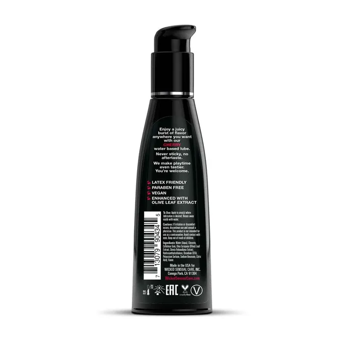 Lubricants | Wicked Wicked Aqua Cherry - Cherry Flavoured Water Based Lubricant - 30 ml (1 oz) Bottle Lubricants | Wicked Wicked Aqua Cherry - Cherry Flavoured Water Based Lubricant - 30 ml (1 oz) Bottle