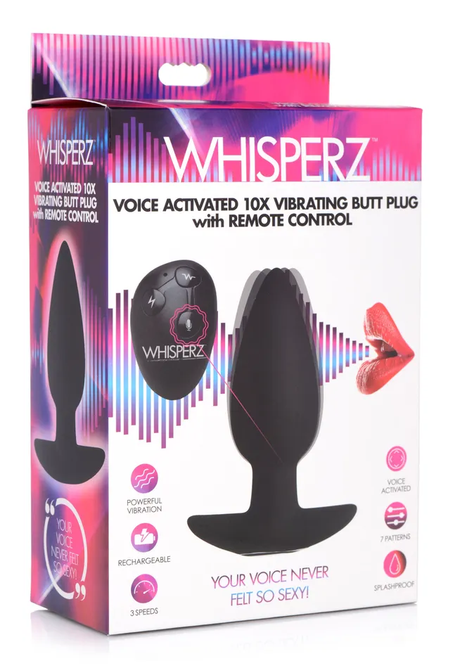 Male Sex Toys | Voice Activated 10X Vibrating Butt Plug with Remote Control - Whisperz Male Sex Toys | Voice Activated 10X Vibrating Butt Plug with Remote Control - Whisperz