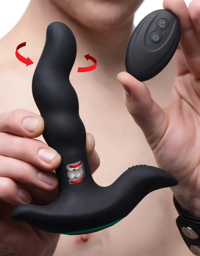 Prostatic Play Male Sex Toys Rimstatic Curved Rotating Plug with Remote
