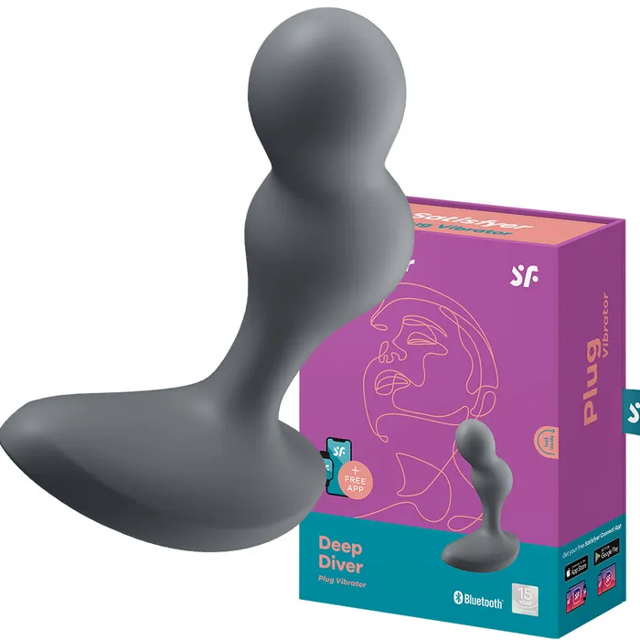 Satisfyer Deep Diver Vibrating Connect App Anal Plug Grey Satisfyer Male Sex Toys