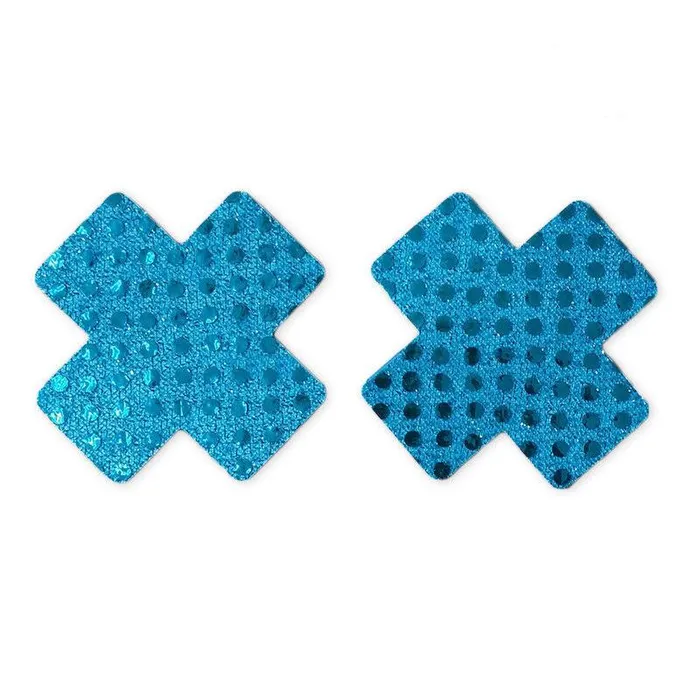 Vibrators Sea Blue Sparkle Sequin Cross Pasties Perfectly Incorrect