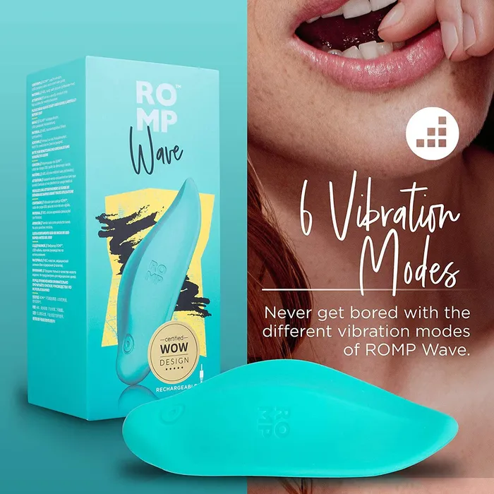 Wow Tech ROMP Wave - Clitoral Massage Vibrator Waterproof Rechargeable Vibrating Massager with 6 Modes & 4 Patterns | Green | Female Sex Toys