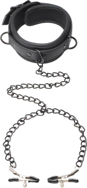 Xr Brands Female Sex Toys | Collared Temptress Collar With Nipple Clamps