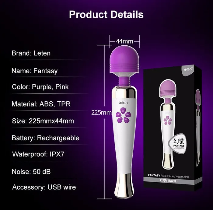 Female Sex Toys | Blissful Delirium Sexual Wellness - Fantasy Rechargeable 10 Frequency 7 Speed Magic Wand  Powerful Clitoris Stimulator Vibrator