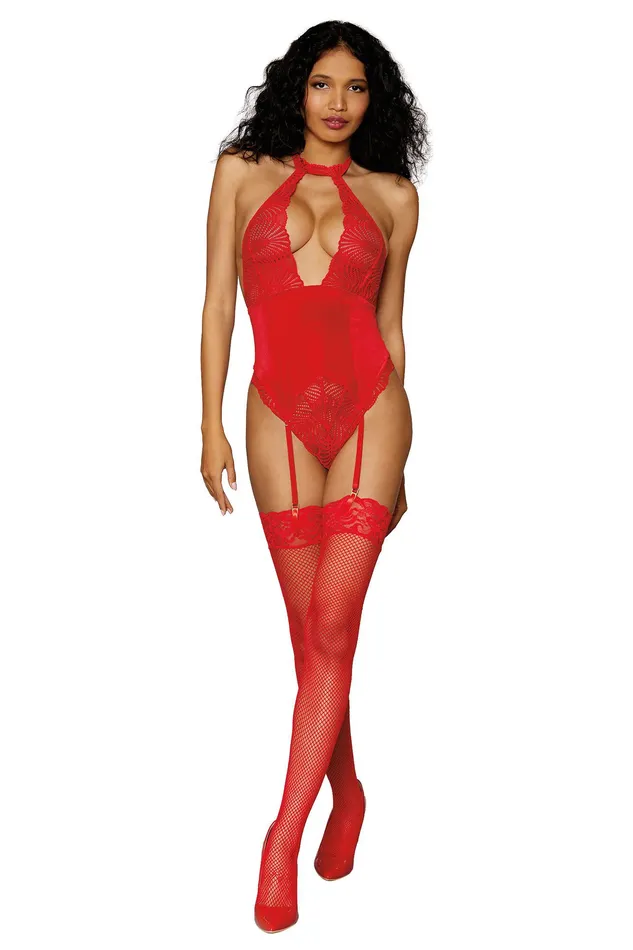 Garter Teddy Lipstick Red Dreamgirl Vibrators