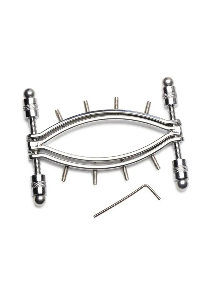 Master Series Male Sex Toys | Master Series Spread 'Em Poker Stainless Steel Labia Clamp with Adjustable Pressure Screws