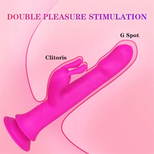 10 Thrusting &9 Vibration Rabbit Vibrator Dick Hot Pink | Aimitoy Vibrators
