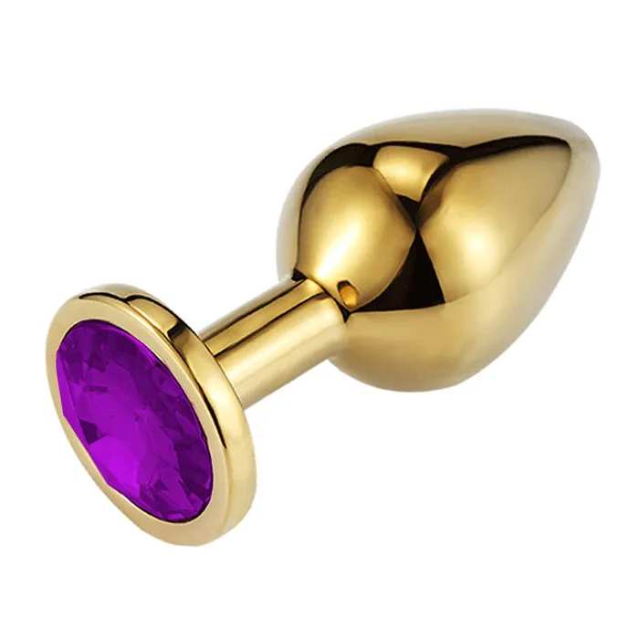 Aimitoy Anal | Jeweled Golden Butt Plug_Rosy Stone